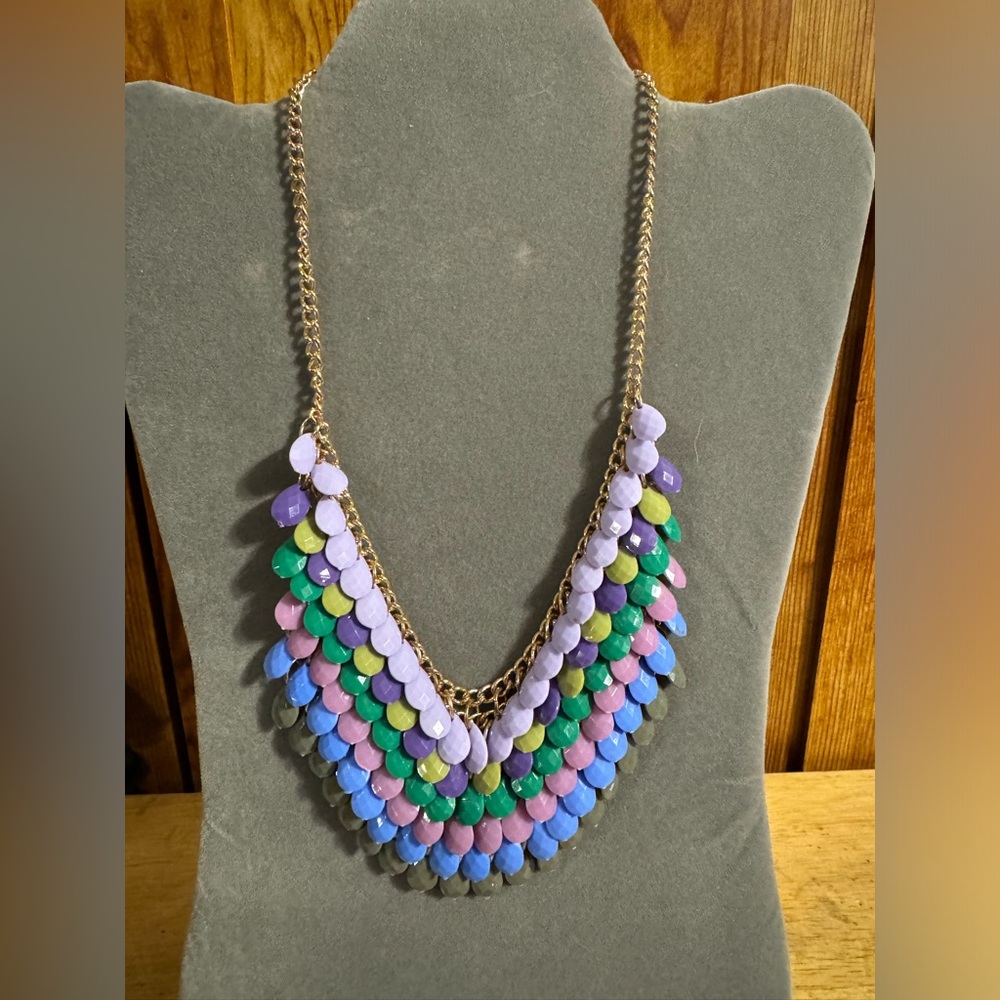 You & I Teardrop Chandelier Gold Tone Necklace